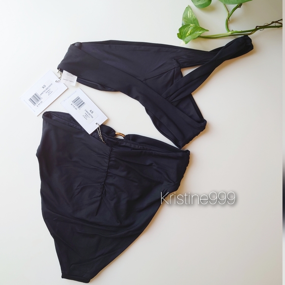 WeWoreWhat Asymmetrical Crossover Bikini Set with Gold O Ring Bottom NEW - Picture 4 of 5